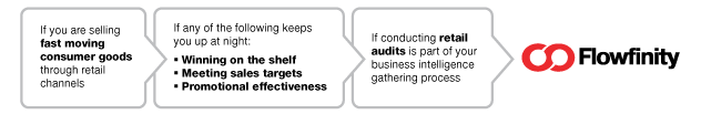 Target Market Flowchart (retail audit solution for fast moving consumer goods that provides real-time reporting that improves insight into winning on the shelf, meeting sales targets and promotioanl effectiveness. Quick. Insightful. Responsive. Proven.